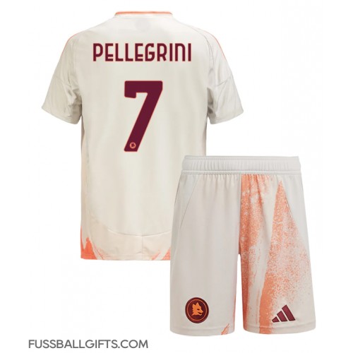 AS Roma Lorenzo Pellegrini #7 Fußballbekleidung Auswärtstrikot Kinder 2024-25 Kurzarm (+ kurze hosen)